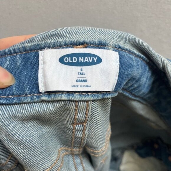 Old Navy distressed denim overalls Sz 6 Tall - Picture 6 of 10
